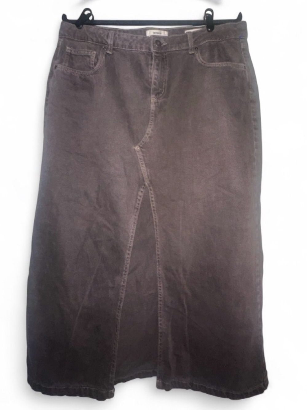 Cotton On Gray Maxi Denim Skirt with Front Panel Detail 12